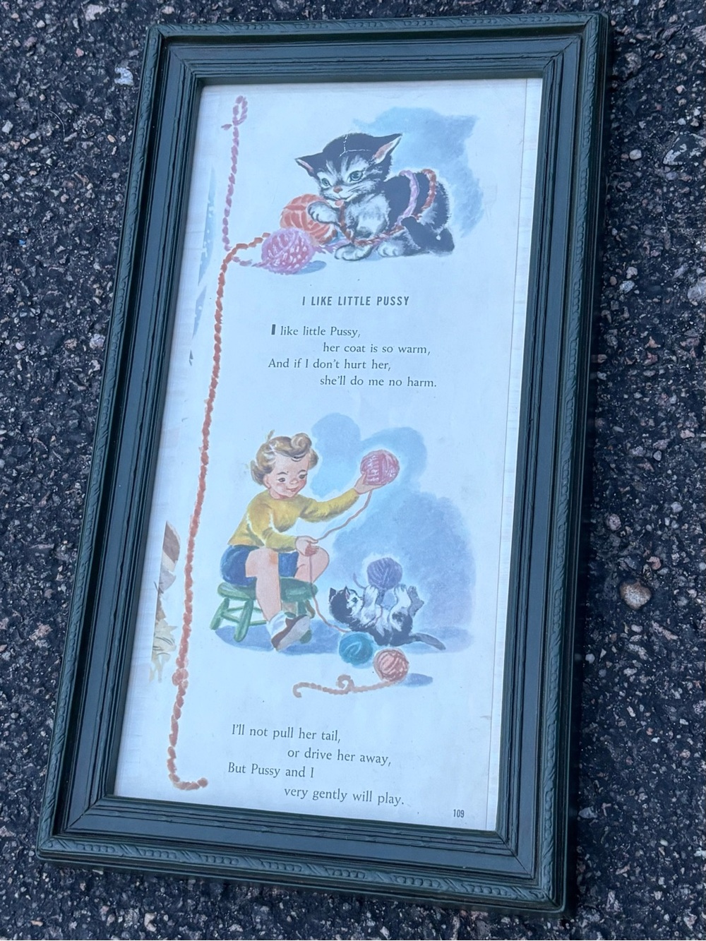 Vintage Kitty Home Interiors Nursery Rhyme Framed Art